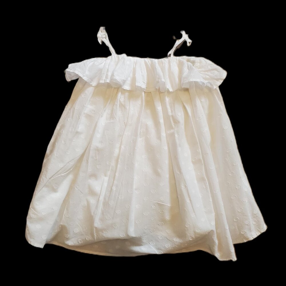 Genuine Kids OshKosh Dress White on White swiss Dot 3T halter full skirt